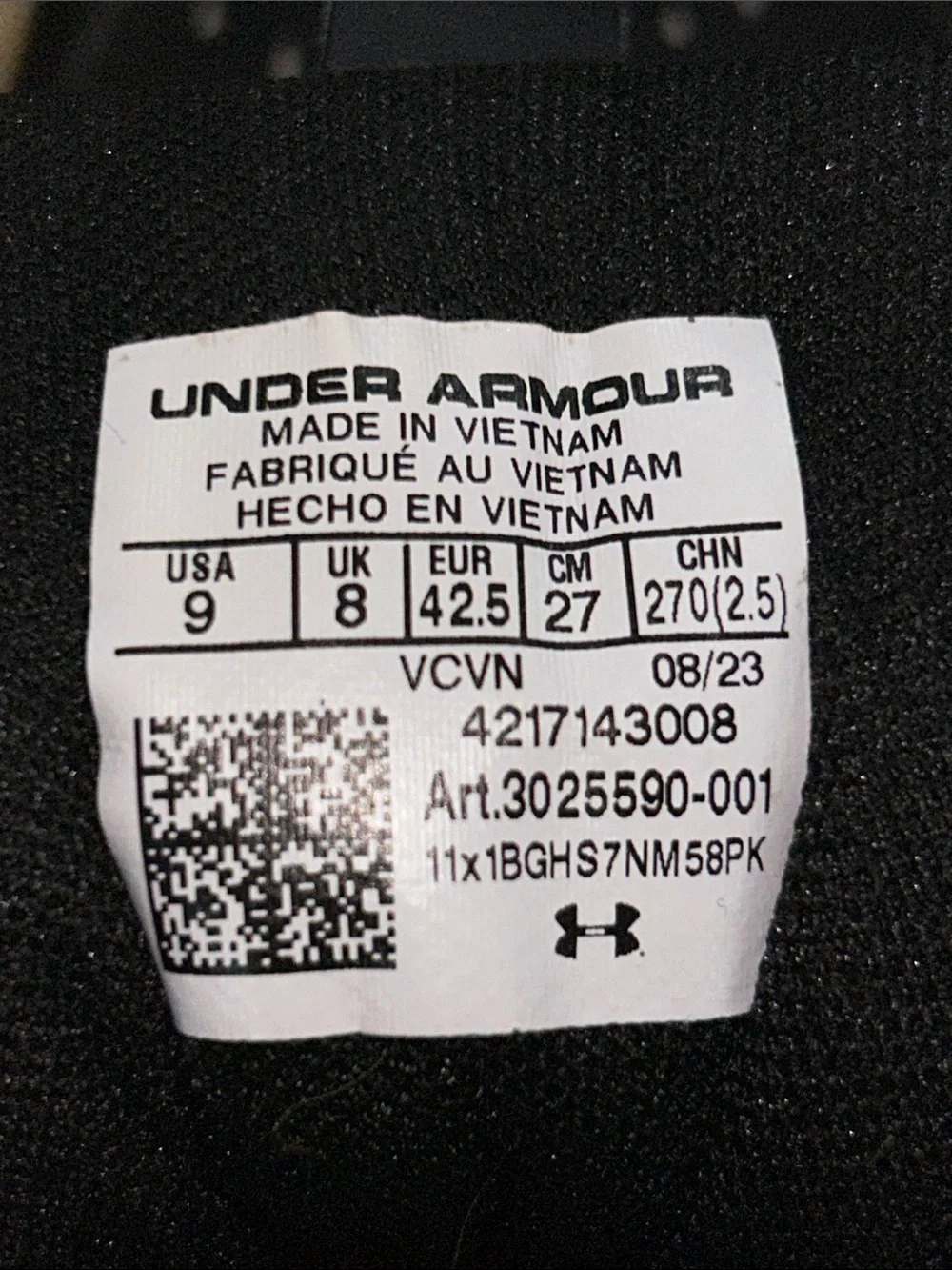 Under Armour Leadoff Low RM Baseball Cleats Men’s Size 9 Black White 3025590-001